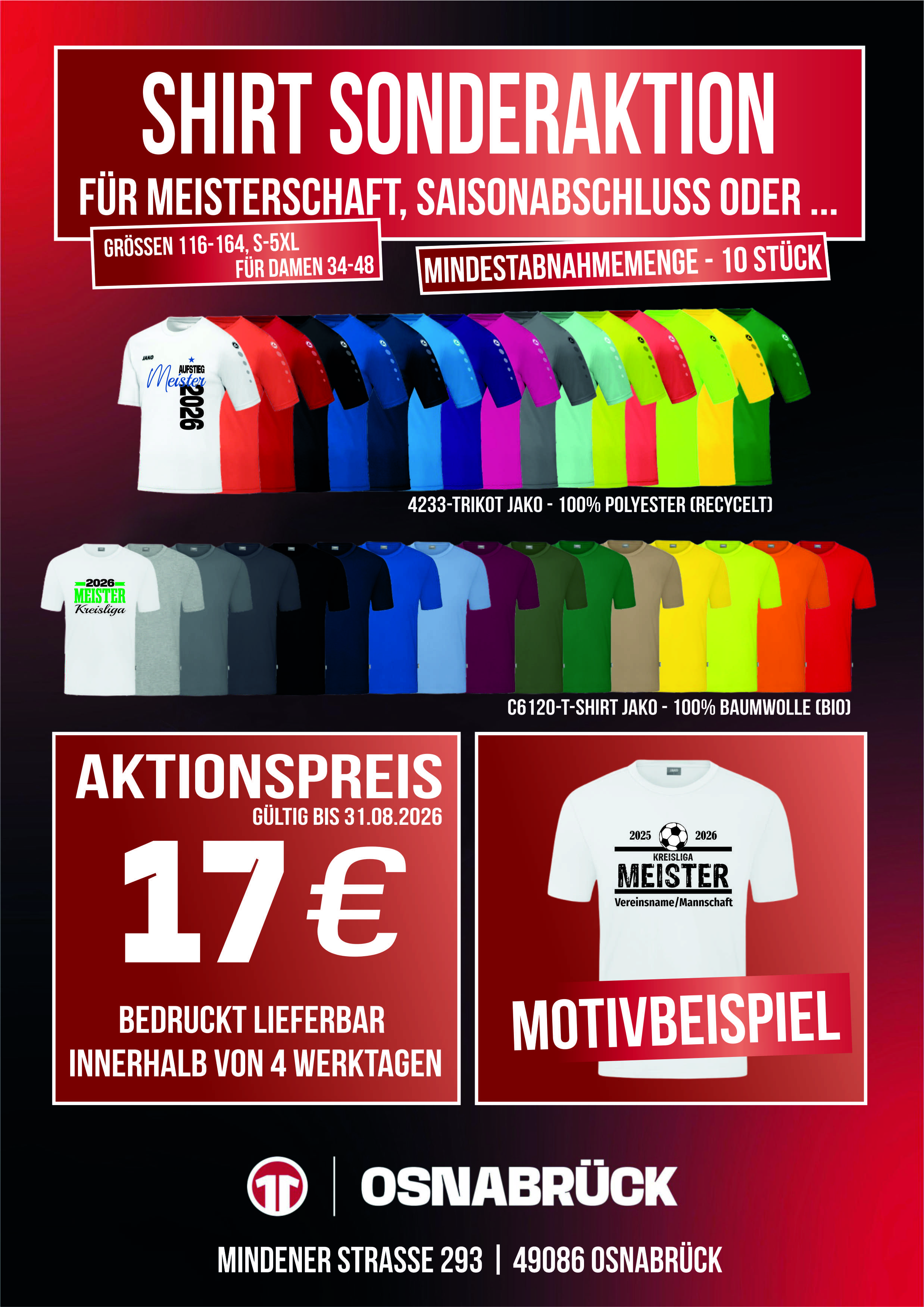 Jako T-Shirt Sonderaktion inkl. Druck